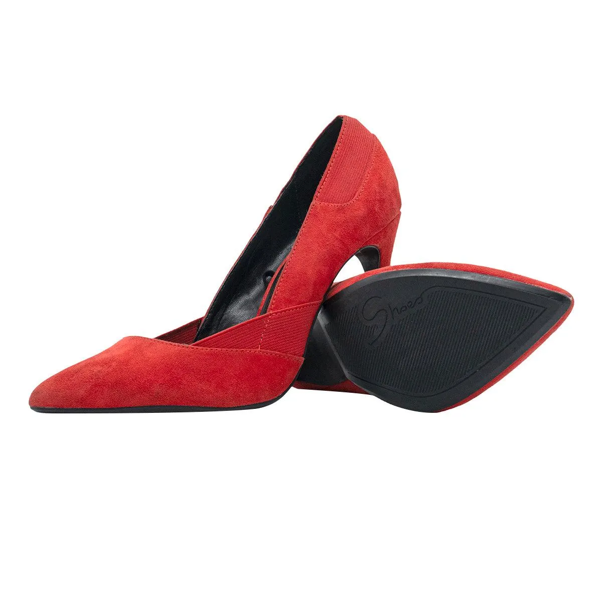 Bershka Pointed Toe High-Heel Shoes Fabric Red Colour For Women