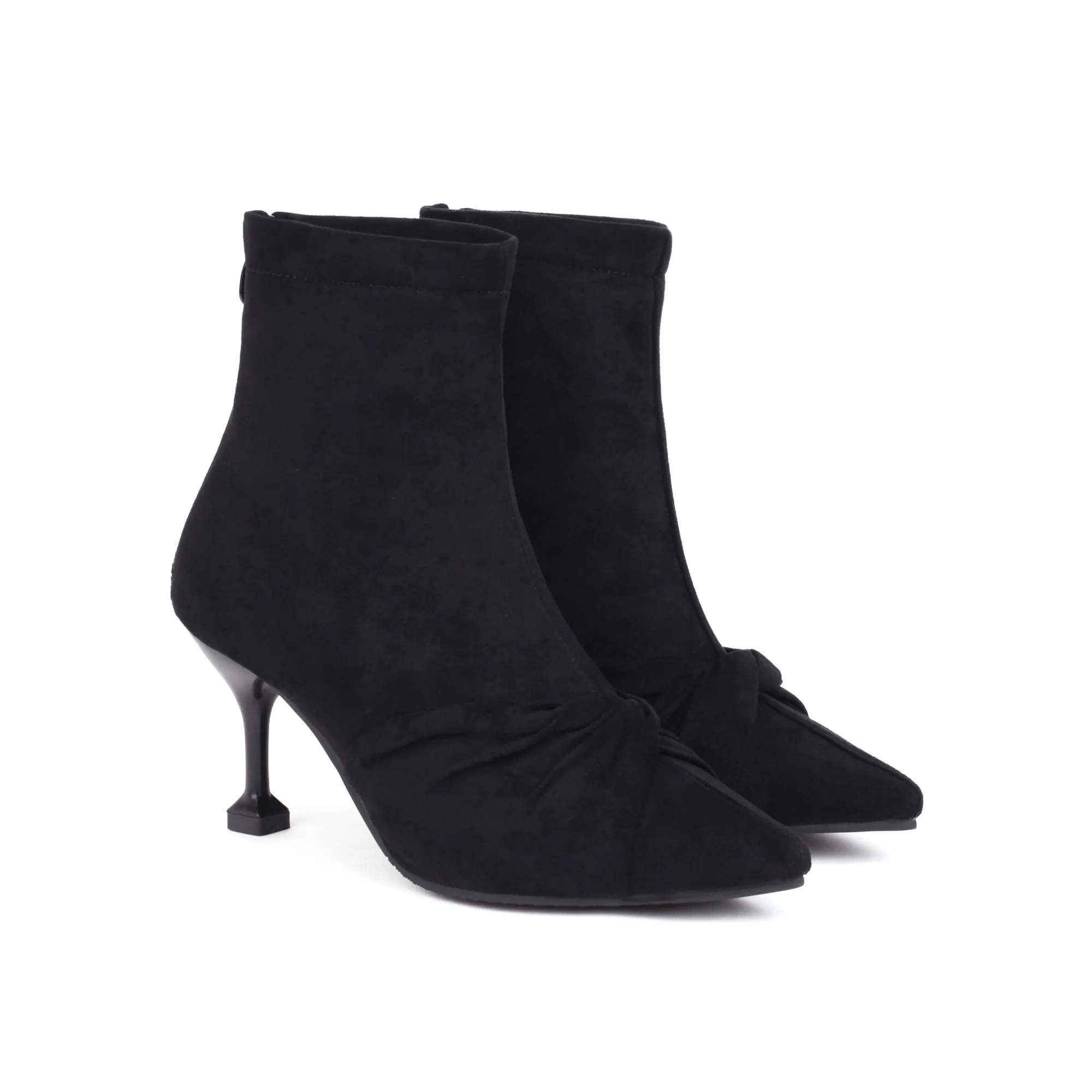 Bigsizeheels Stylish Slip-On Stiletto Heel Pointed Toe Banquet Thin Shoes - Black