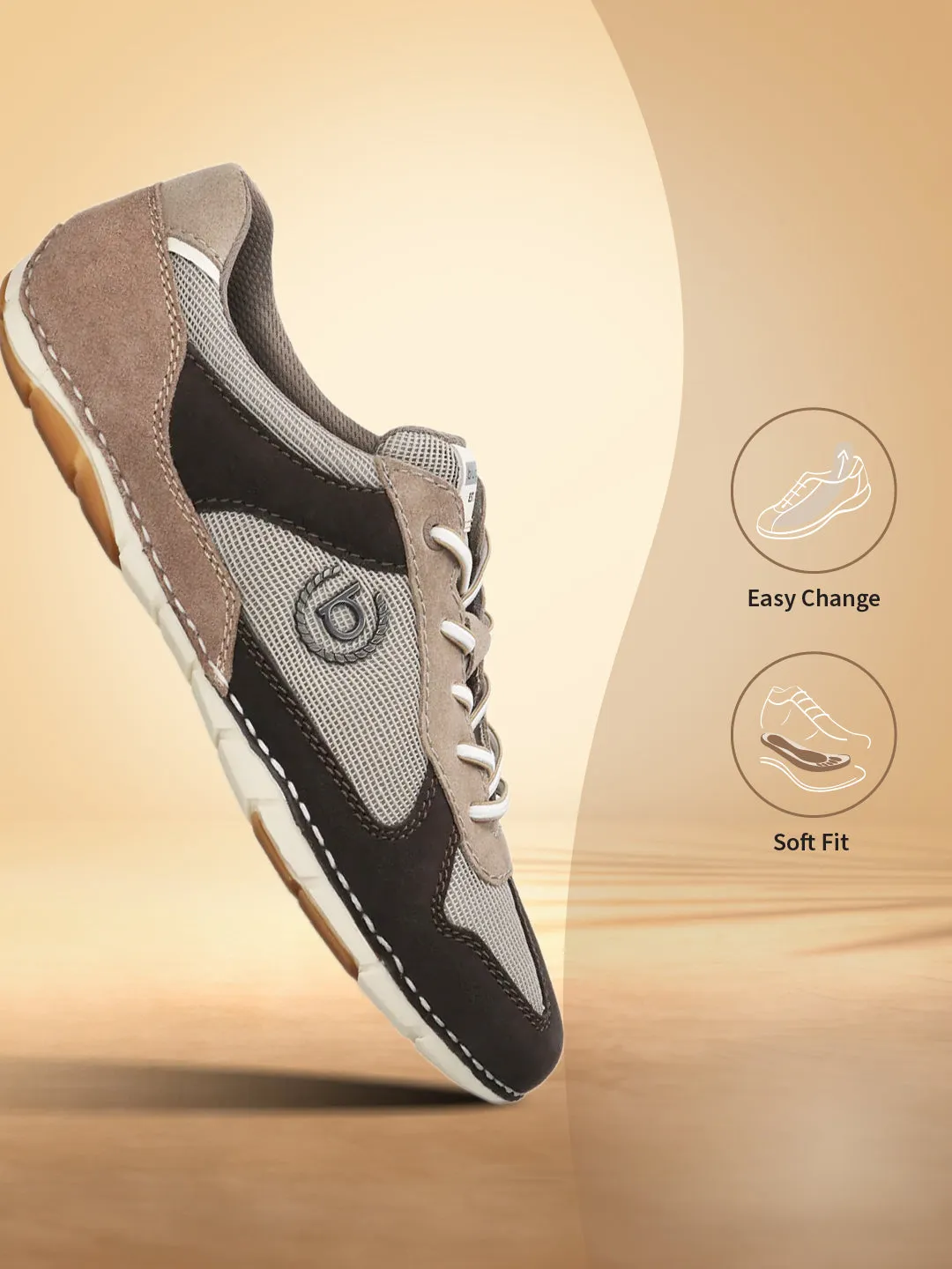 bugatti Dark Brown & Taupe Suede Sneakers