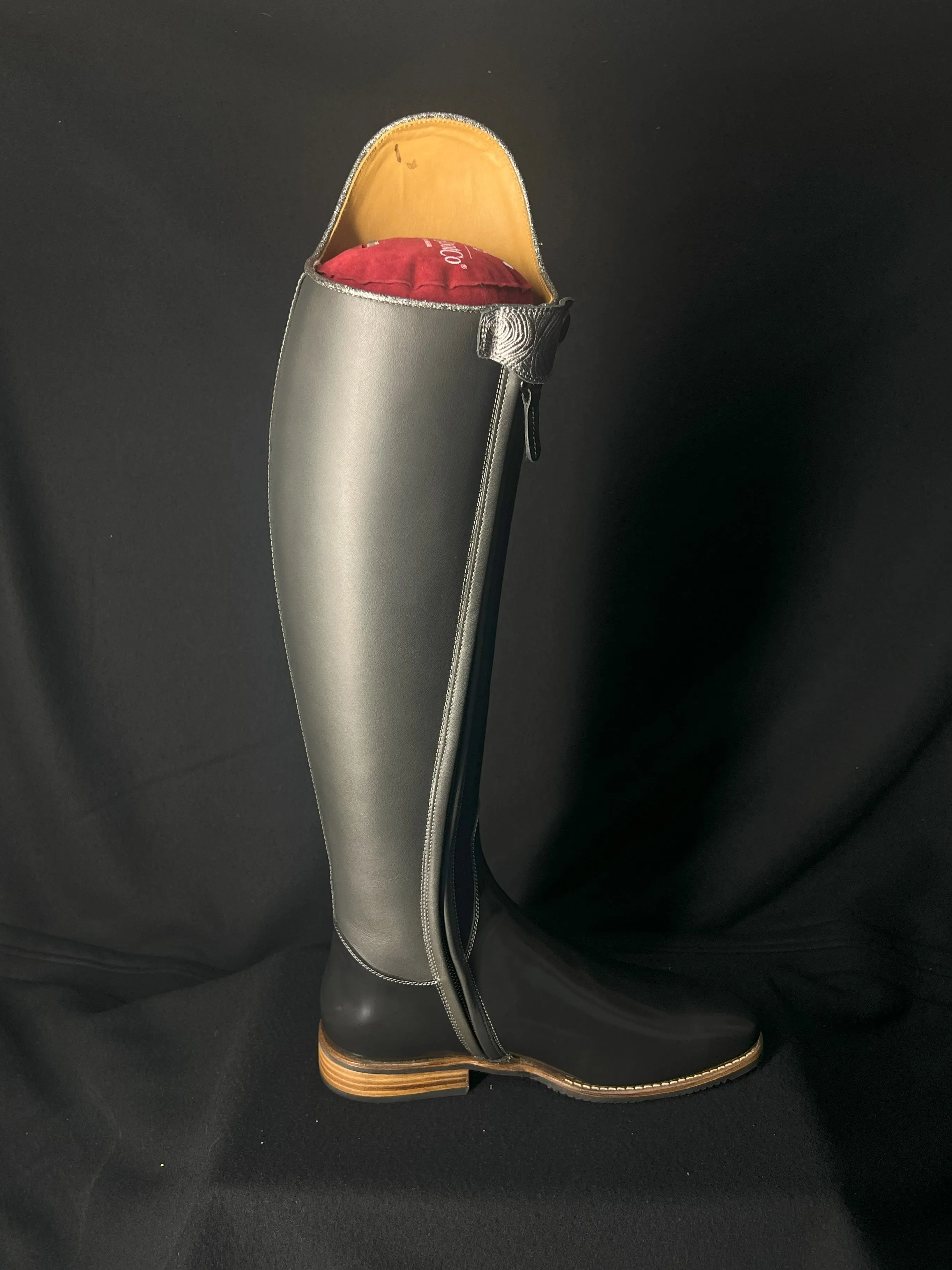 DeNiro Bellini Custom Dressage Boots Brushed Grey with Roseto Grey and Jet Crystals - In Stock