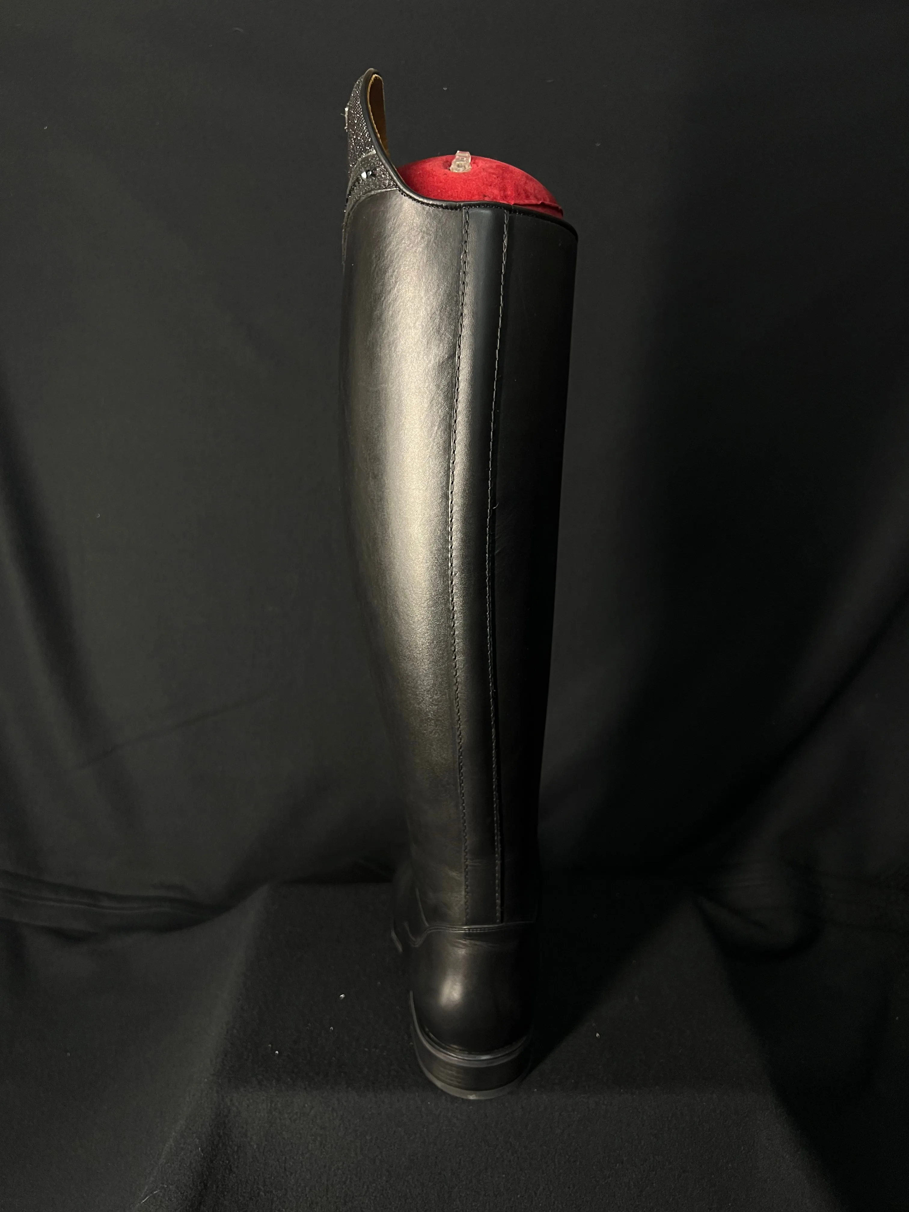 DeNiro Bellini Custom Dressage Boots Wrat Black with Iride Black and Jet Crystals - In Stock