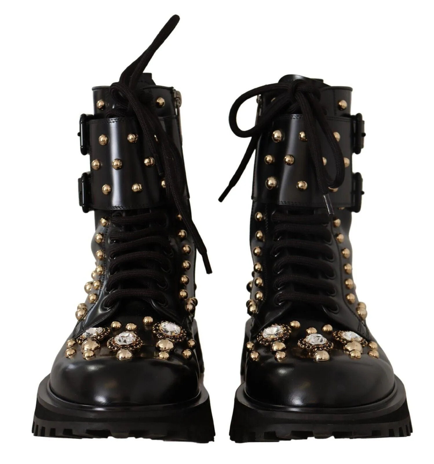 Dolce & Gabbana Crystal Embellished Leather Boots