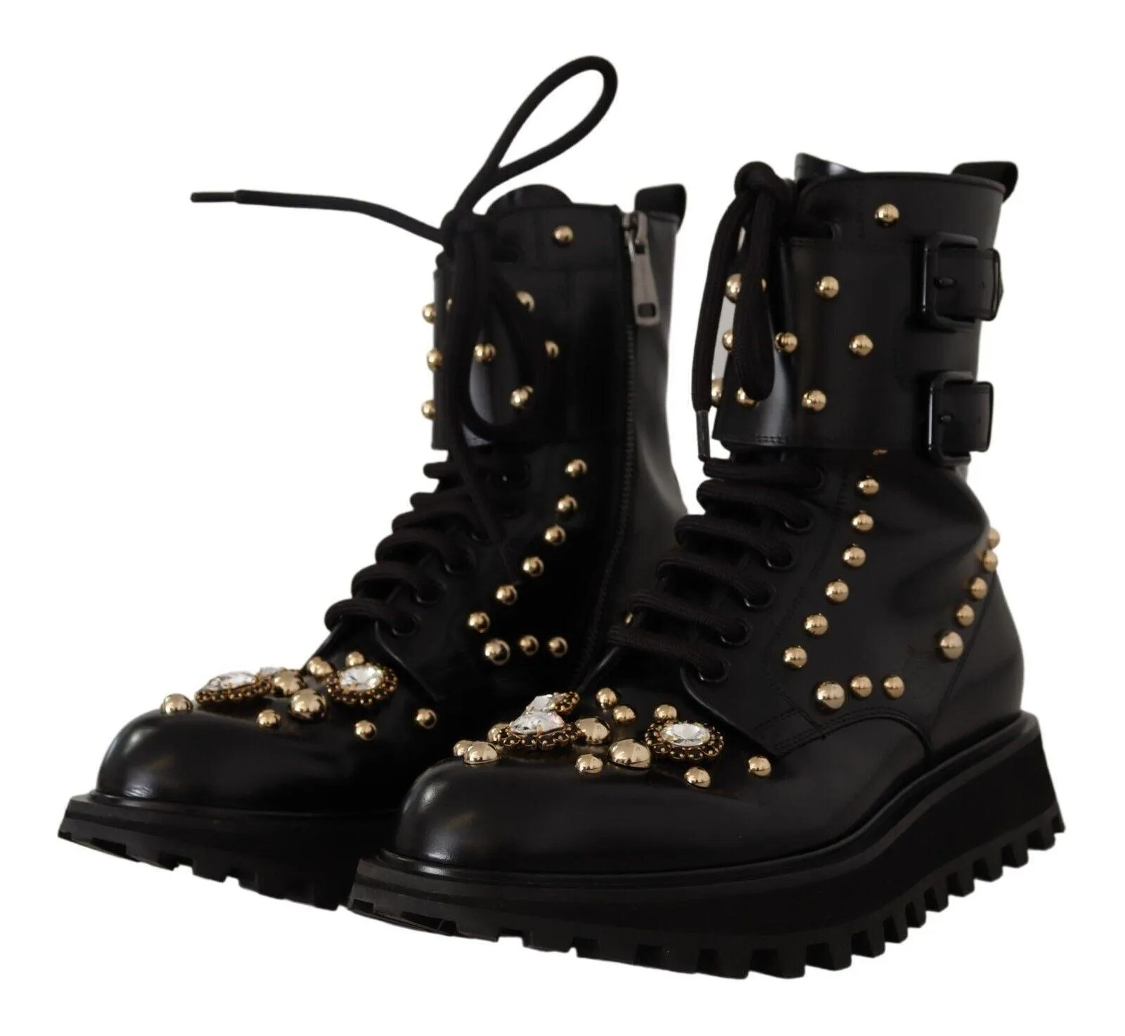 Dolce & Gabbana Crystal Embellished Leather Boots