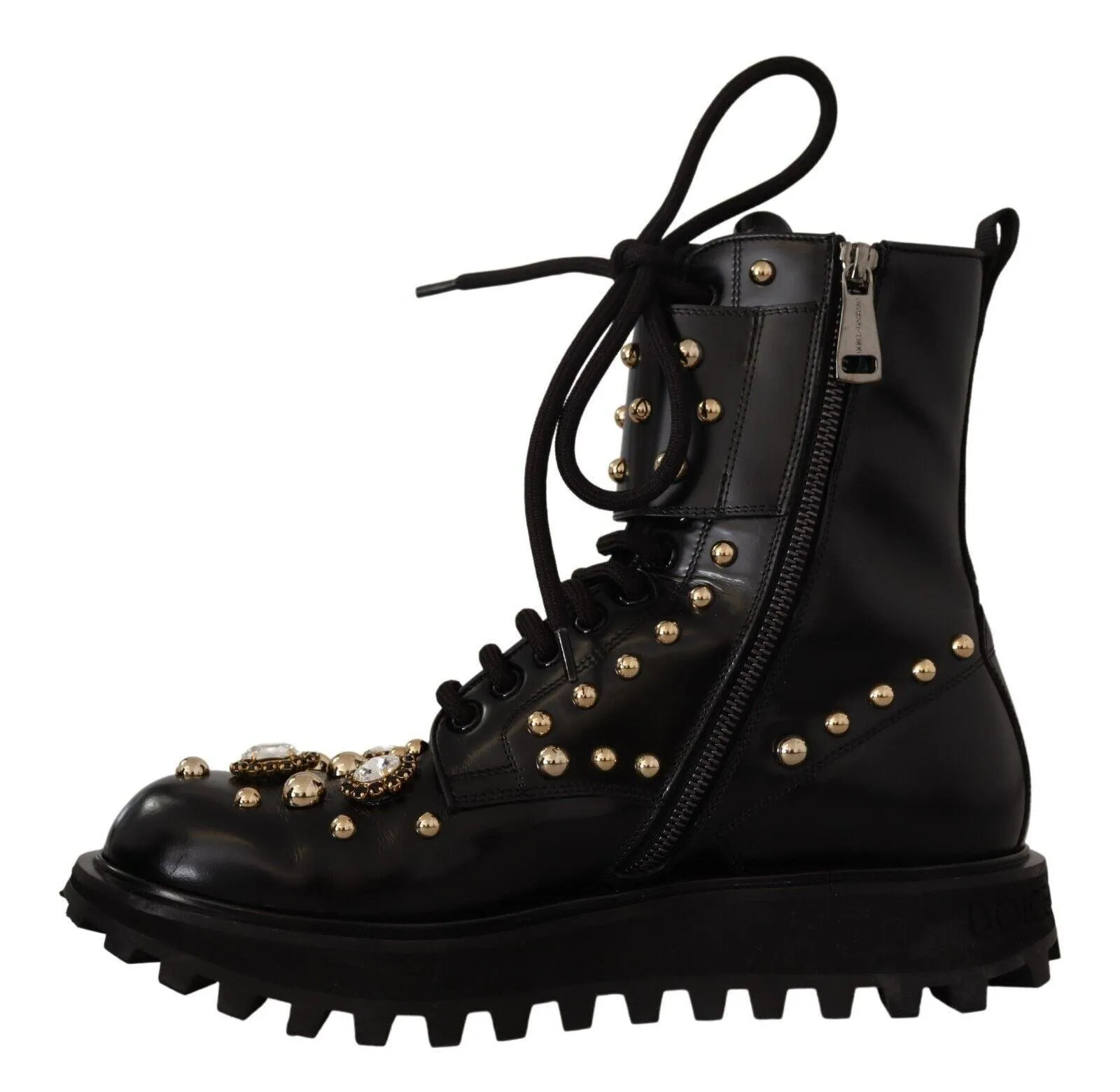 Dolce & Gabbana Crystal Embellished Leather Boots