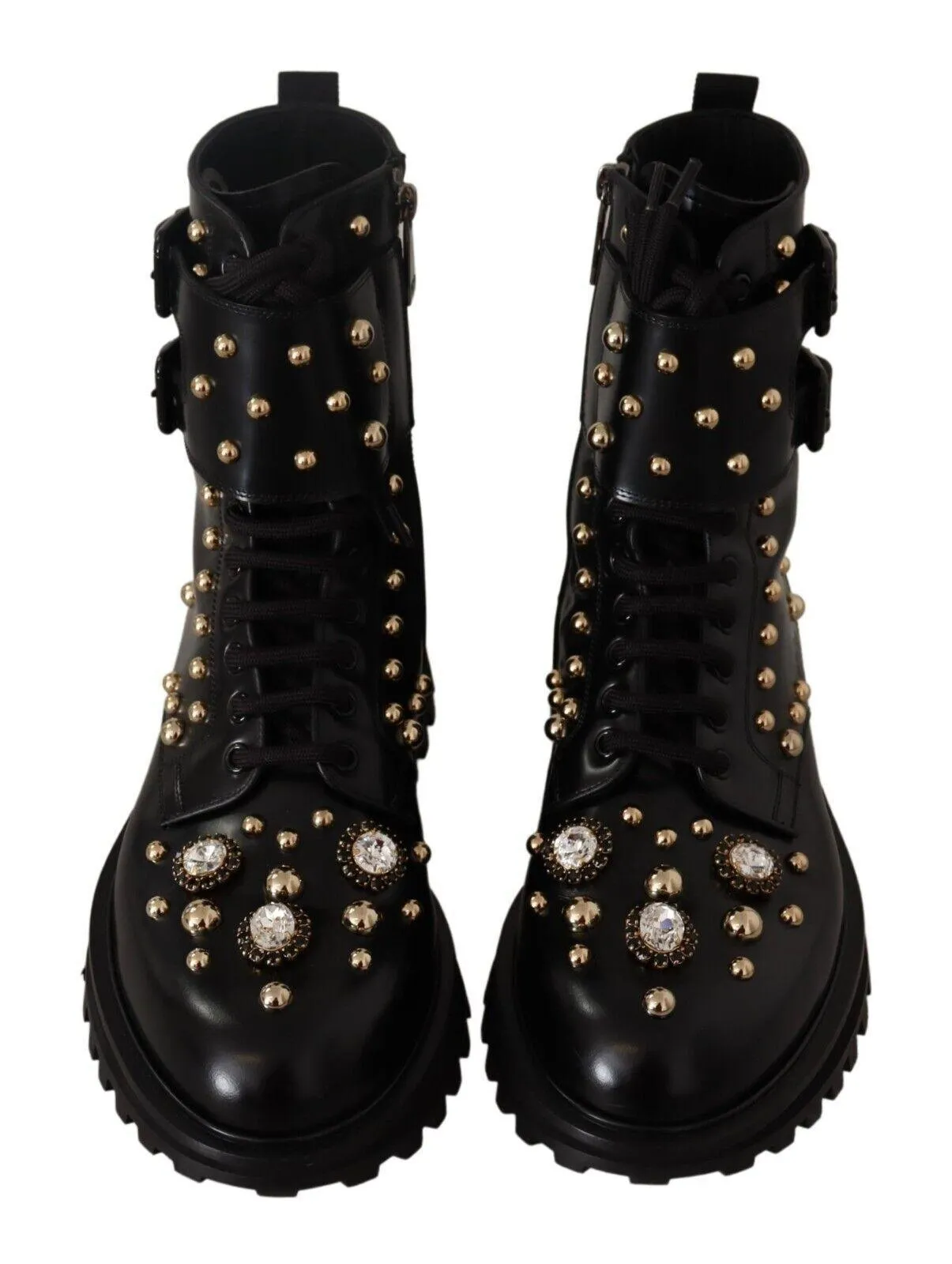 Dolce & Gabbana Crystal Embellished Leather Boots