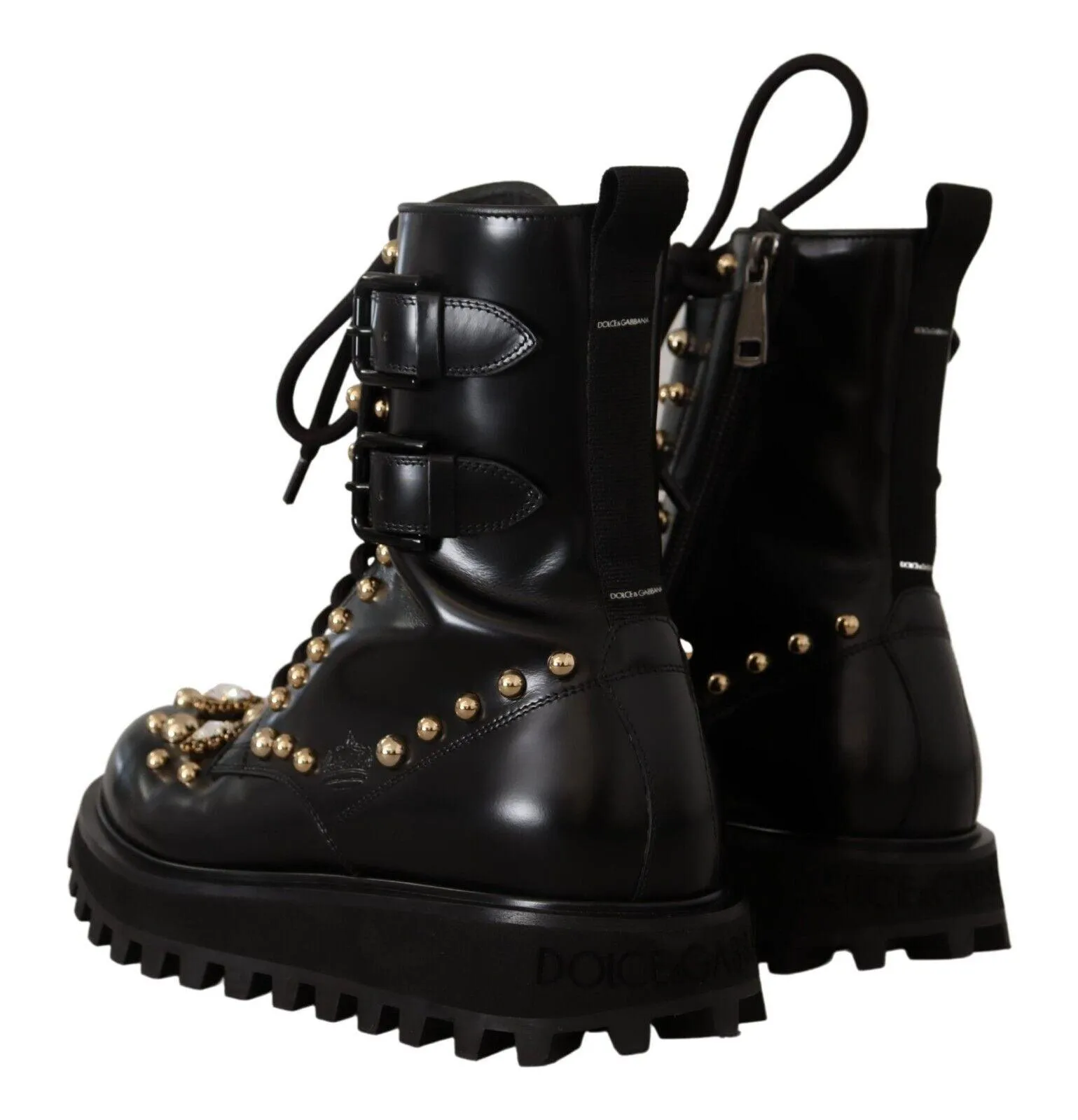 Dolce & Gabbana Crystal Embellished Leather Boots