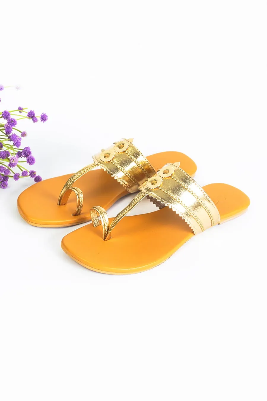 Gold & Mustard Kolhapuri Flats