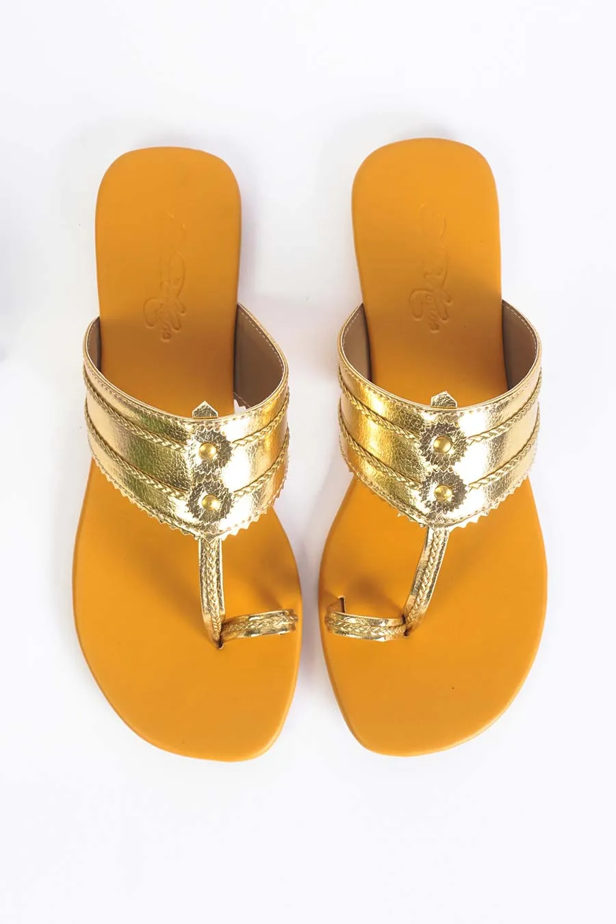 Gold & Mustard Kolhapuri Flats