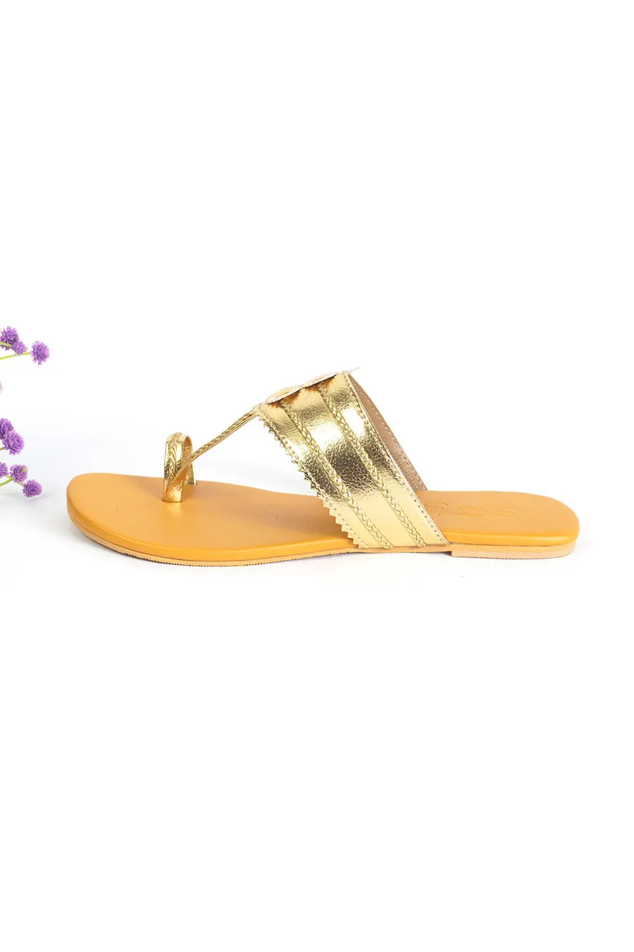Gold & Mustard Kolhapuri Flats