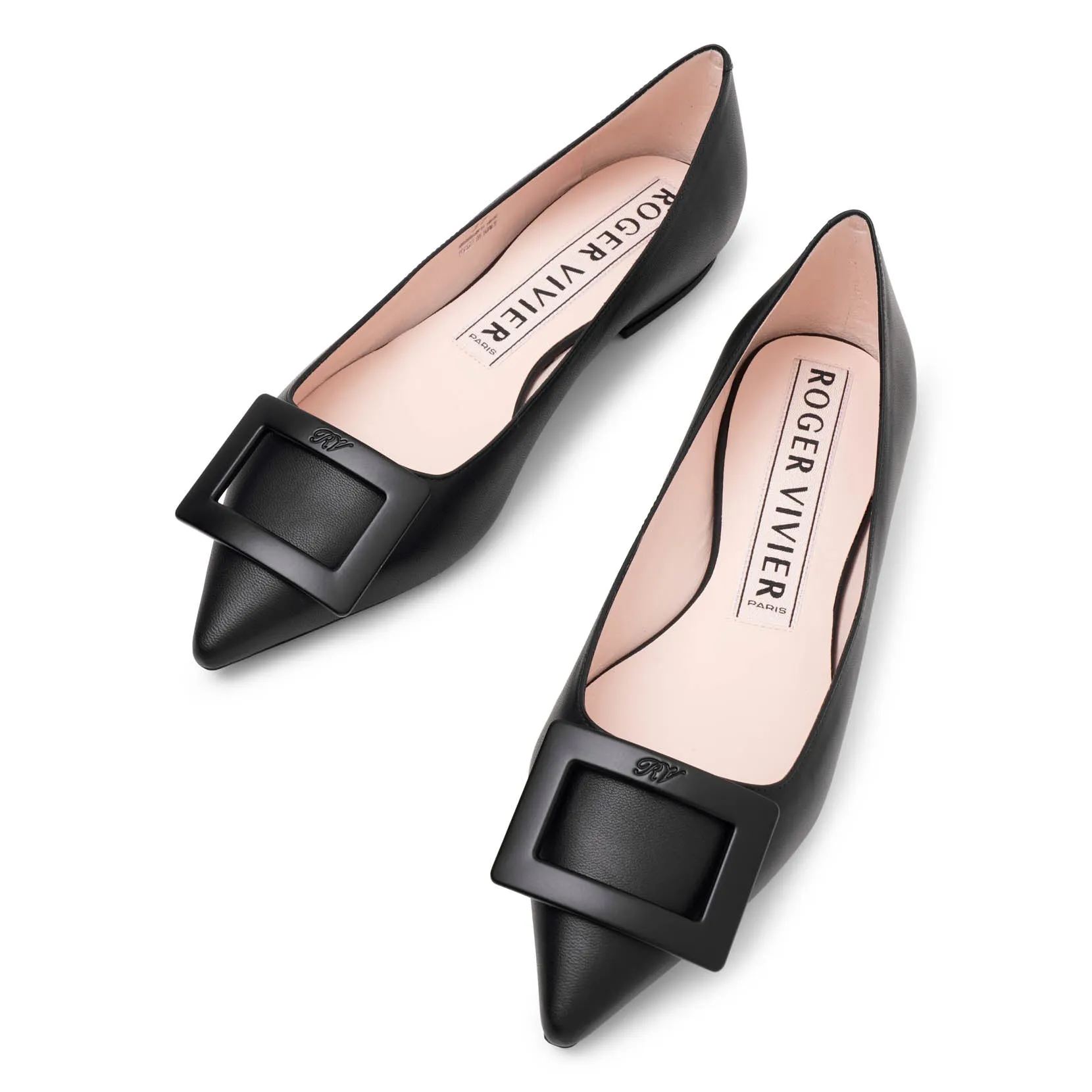 Gommettine black leather ballerinas