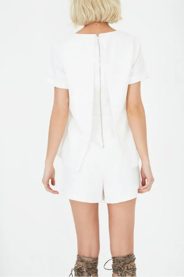 Lavish Alice White Sash Belt Cropped Playsuit