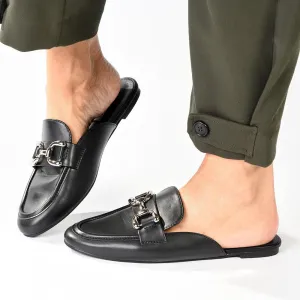 Madison Braidy Flat Mule With Trim  - Black
