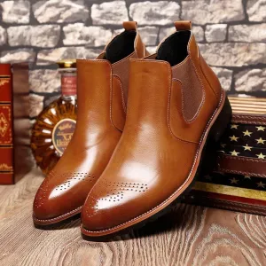 Men's Genuine Faux Leather Chelsea Boots
