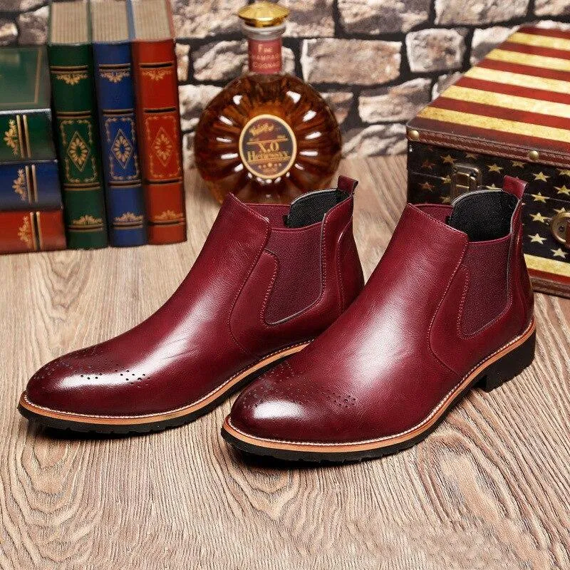 Men's Genuine Faux Leather Chelsea Boots