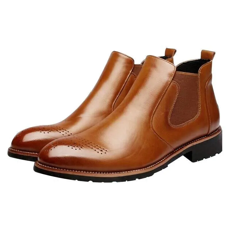 Men's Genuine Faux Leather Chelsea Boots