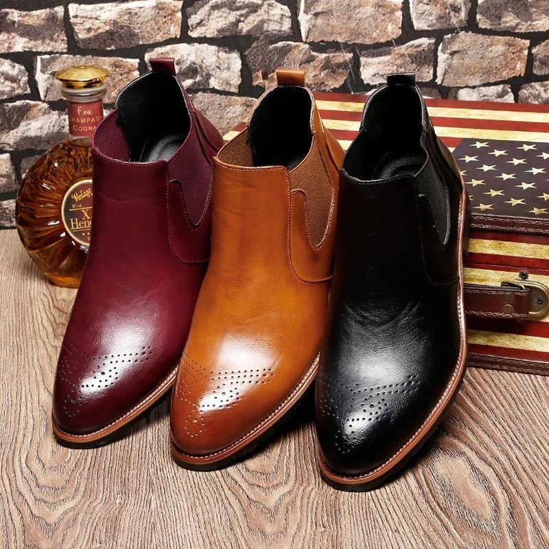 Men's Genuine Faux Leather Chelsea Boots