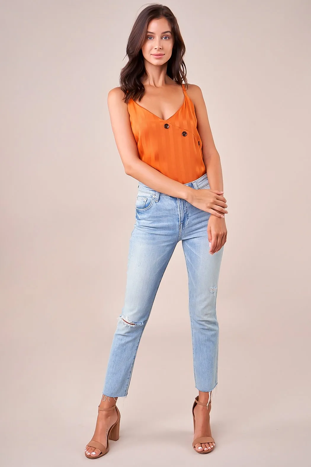 Mitsy Asymmetrical Button Cami
