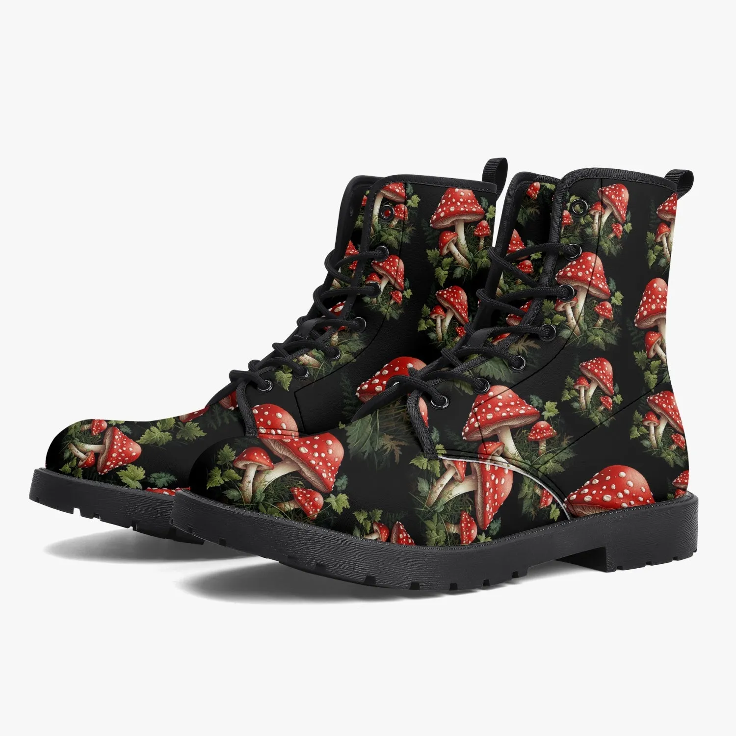 Mushroomcore Toadstool Combat Boots - Forestcore Boots (JPMUSH3)