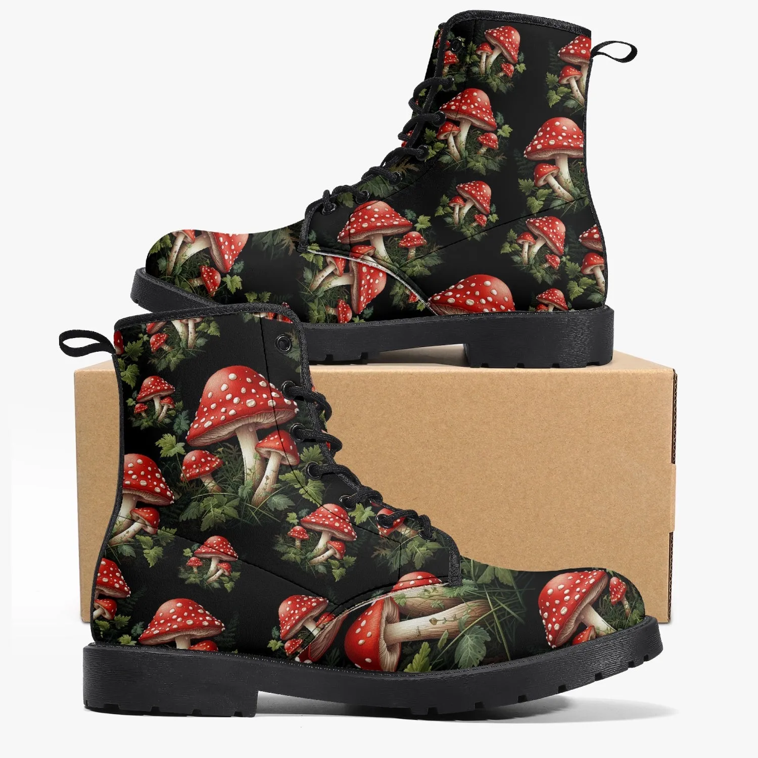 Mushroomcore Toadstool Combat Boots - Forestcore Boots (JPMUSH3)