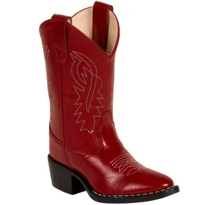 Old West Red Childrens Girls Corona Leather J Toe Cowboy Western Boots 11.5 D