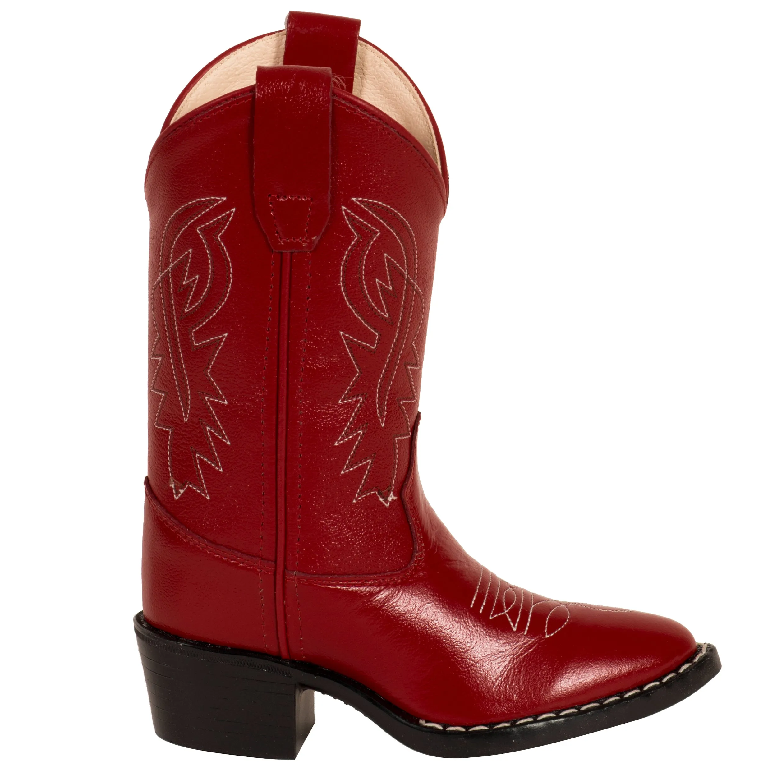 Old West Red Childrens Girls Corona Leather J Toe Cowboy Western Boots 11.5 D