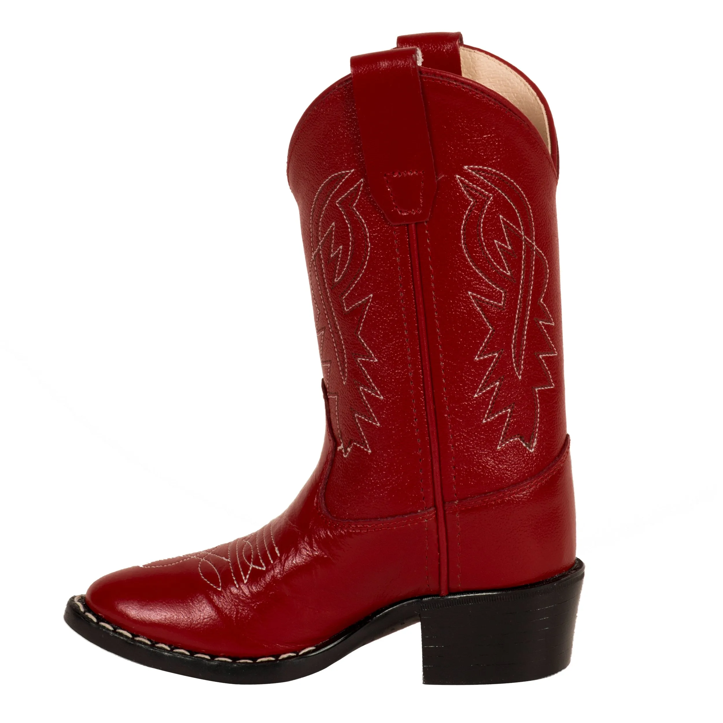 Old West Red Childrens Girls Corona Leather J Toe Cowboy Western Boots 11.5 D
