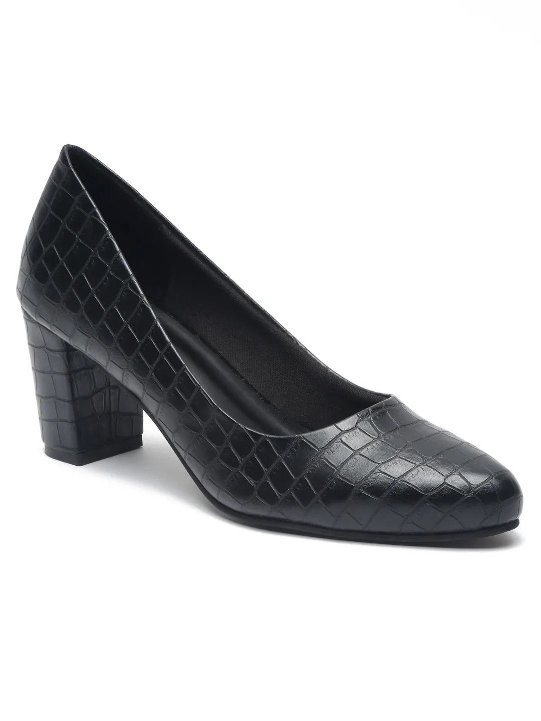 Pelle Albero Women Black Slip-On Block Heels