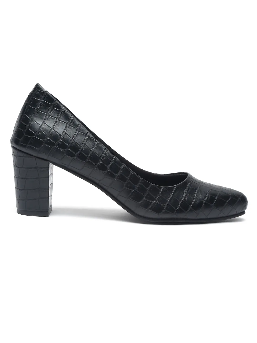 Pelle Albero Women Black Slip-On Block Heels