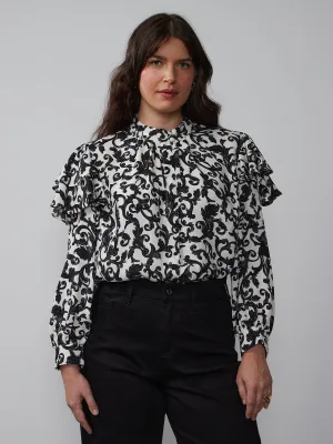 Plus Long Sleeve Filigree Top