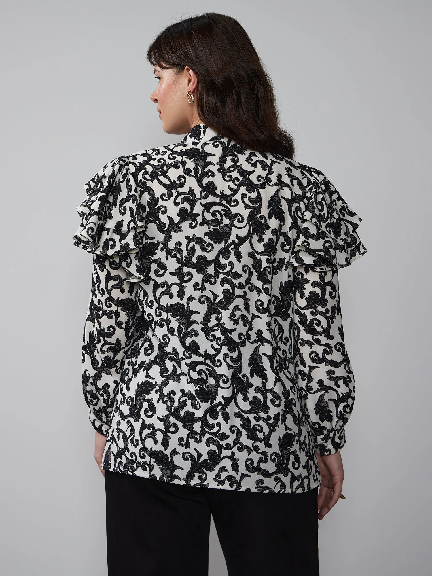 Plus Long Sleeve Filigree Top