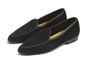 Sagan Classic Loafers in Obsidian Black Asteria Suede with Leather Sole
