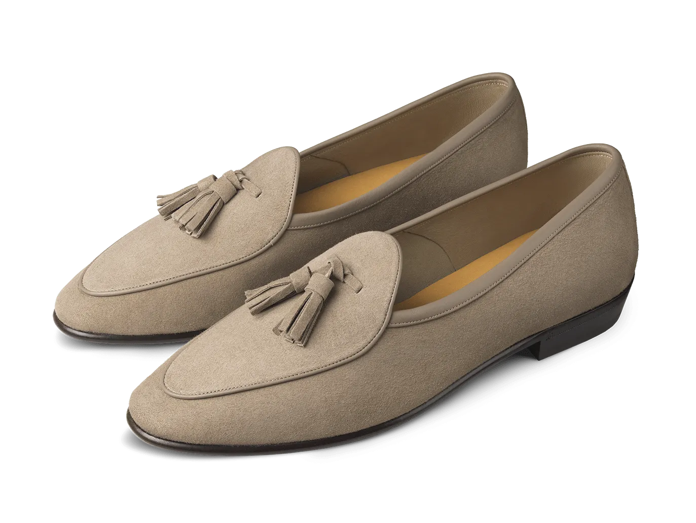 Sagan Classic Tassel Loafers in Greige Asteria Suede