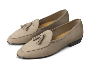 Sagan Classic Tassel Loafers in Greige Asteria Suede