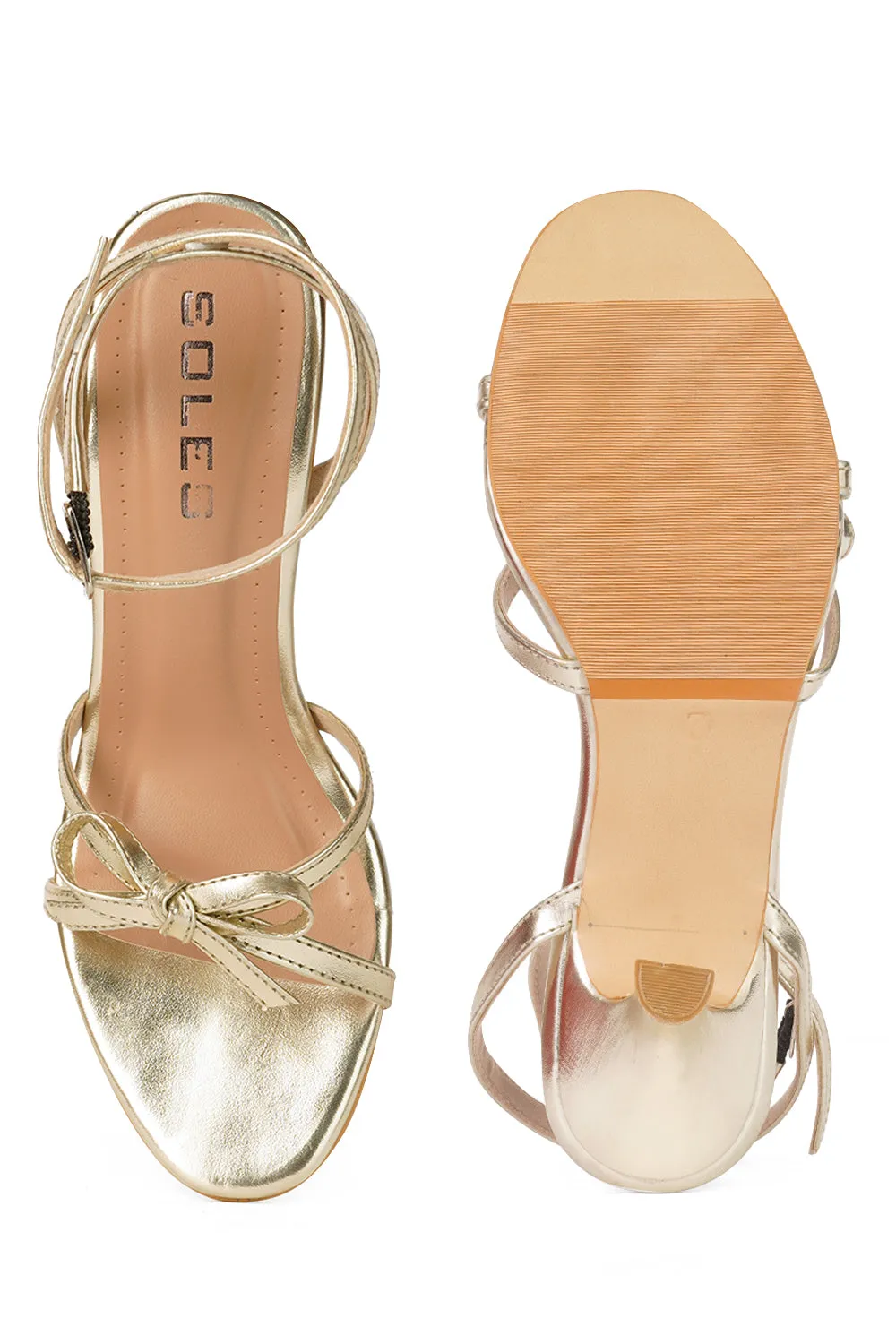 SOLES Strappy Bow Pencil Heels