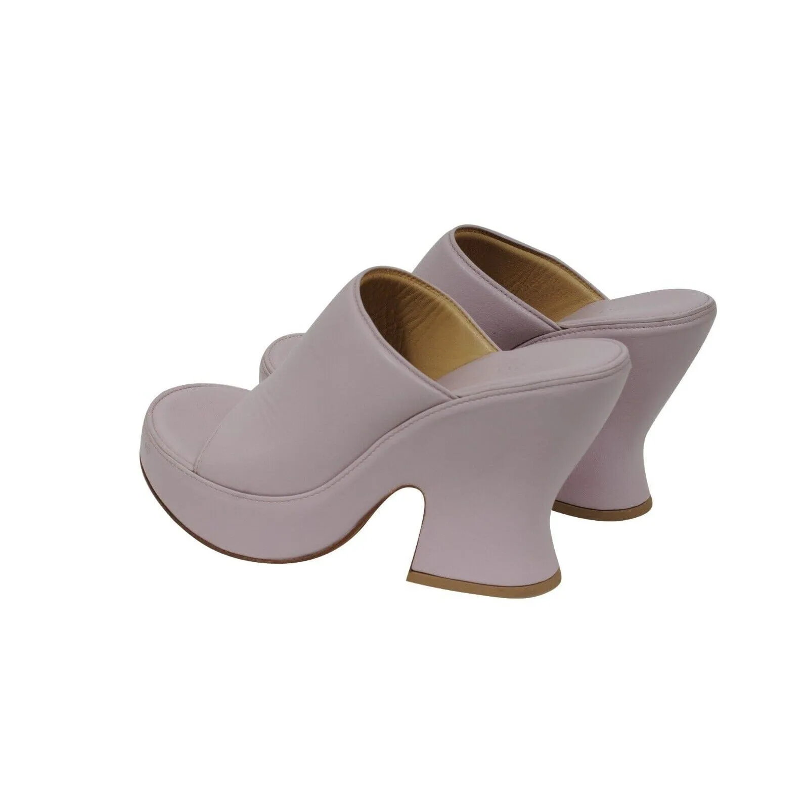 Stack Wedge Mules US 9 39 Purple Nappa Leather Sandals