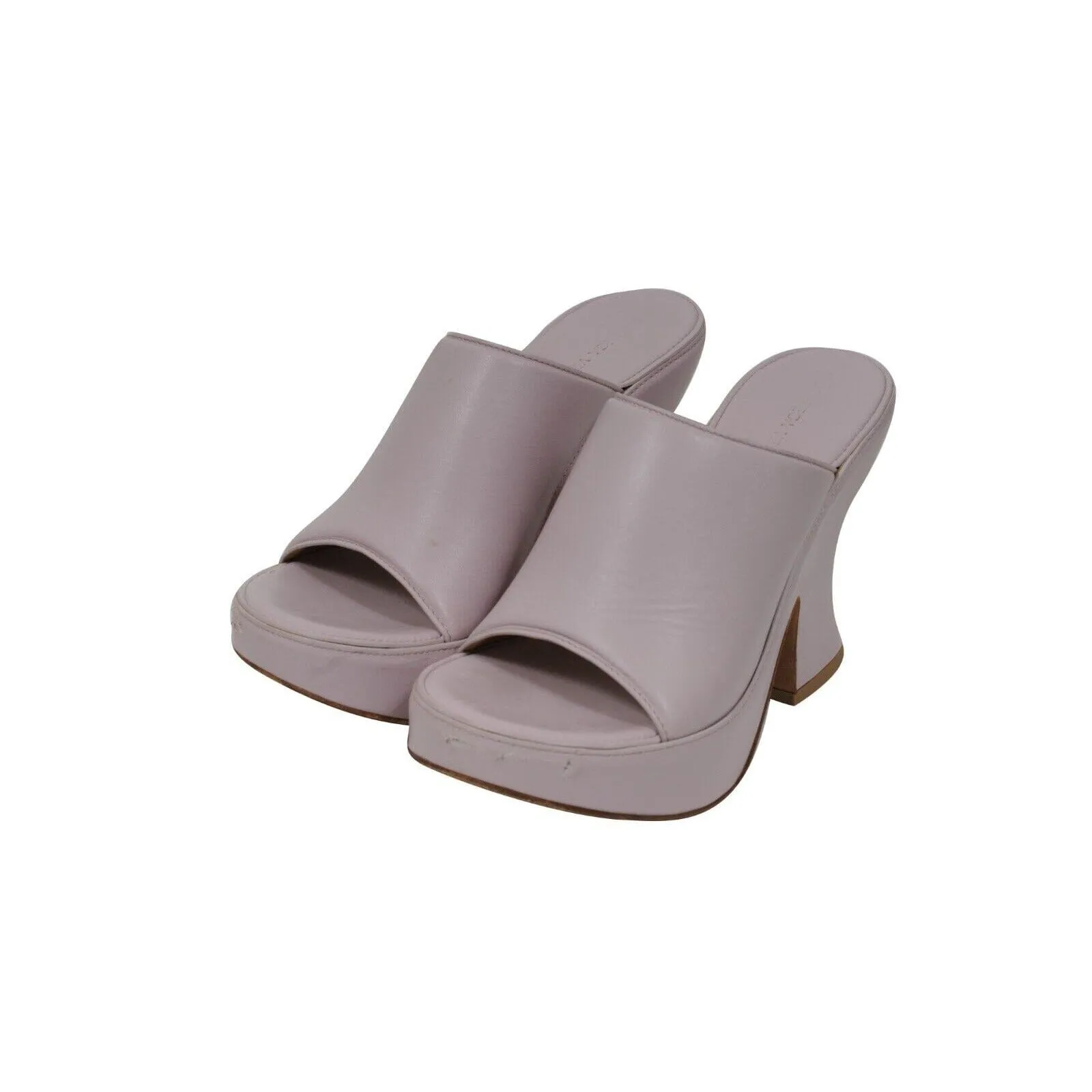 Stack Wedge Mules US 9 39 Purple Nappa Leather Sandals