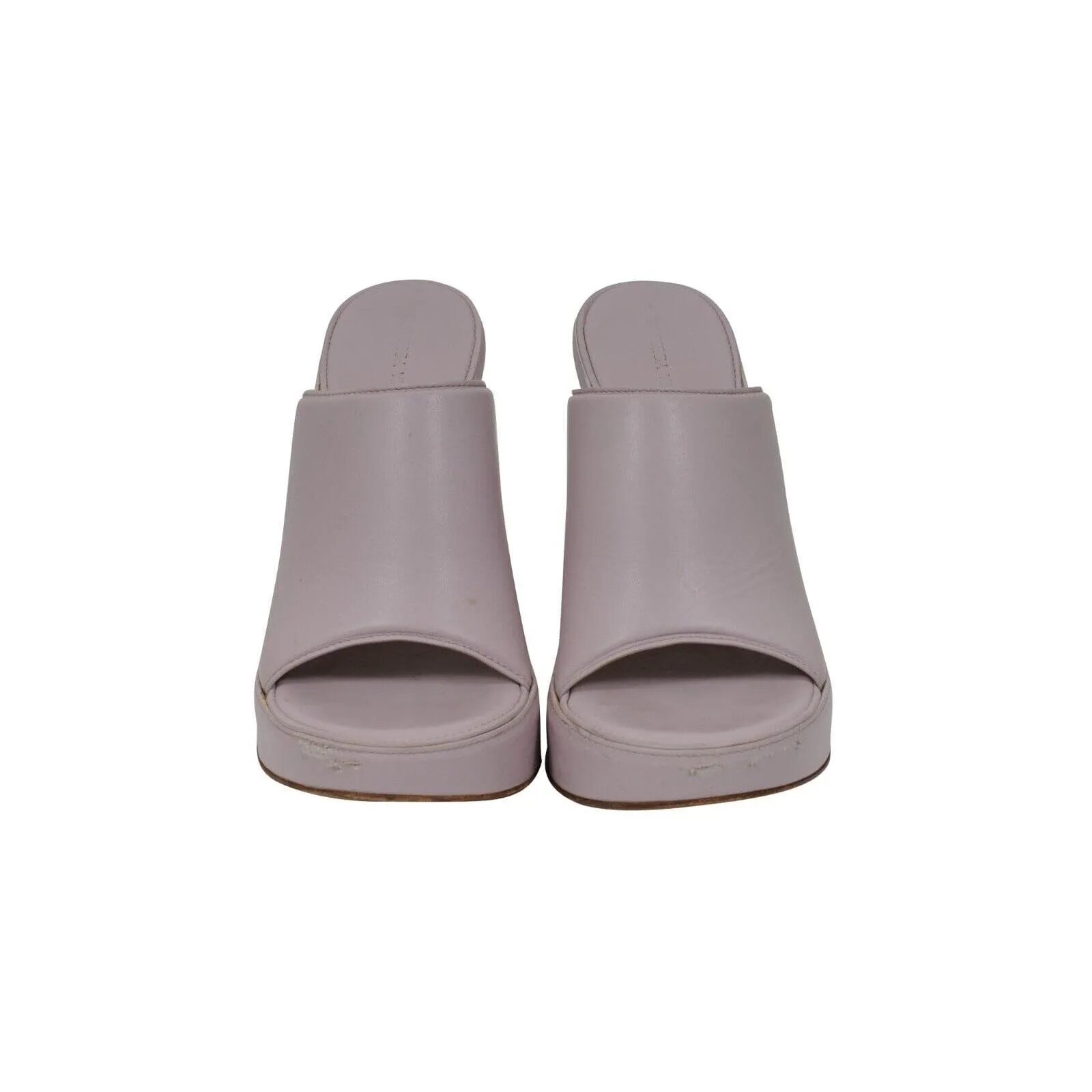 Stack Wedge Mules US 9 39 Purple Nappa Leather Sandals