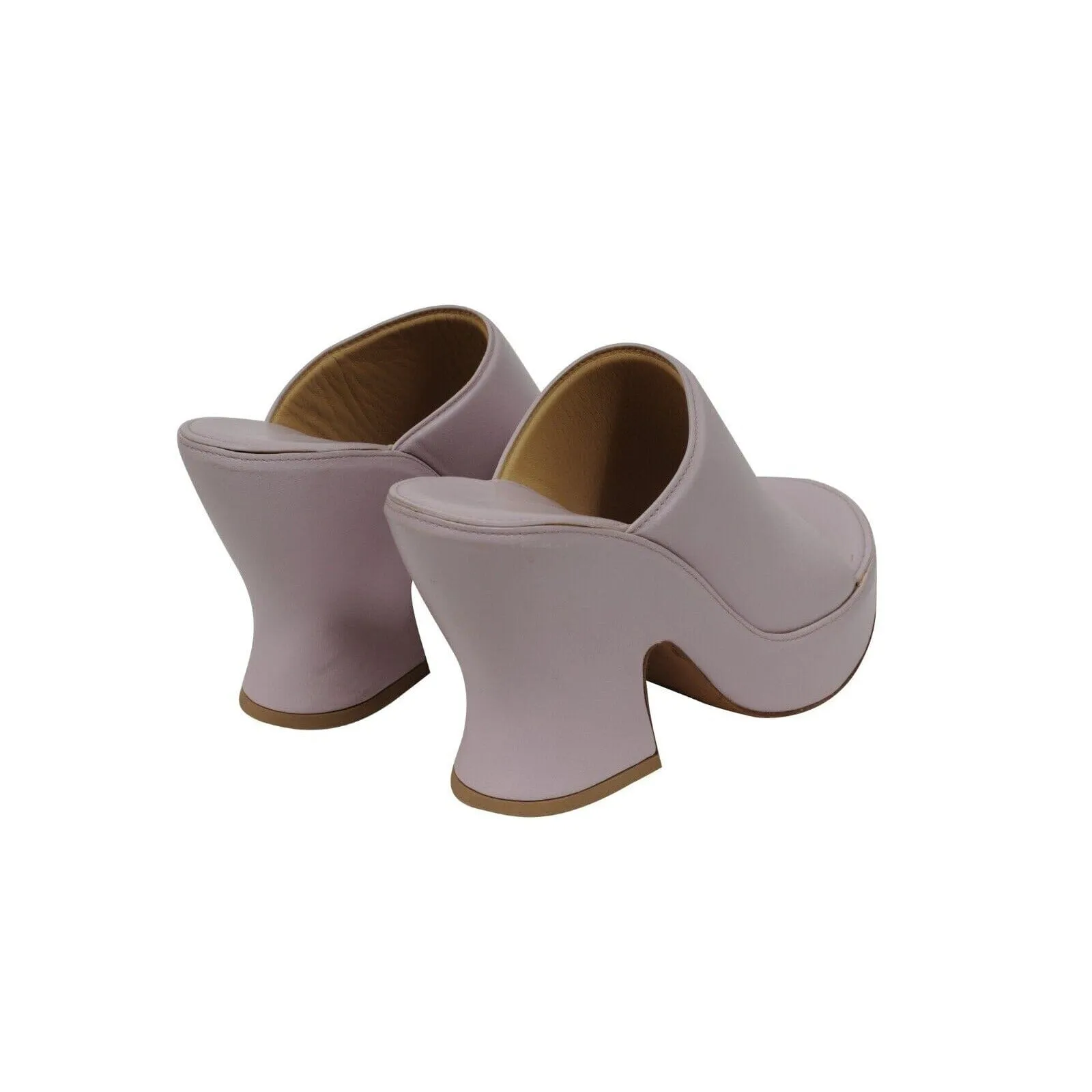 Stack Wedge Mules US 9 39 Purple Nappa Leather Sandals
