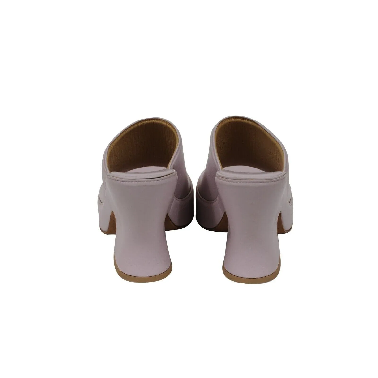 Stack Wedge Mules US 9 39 Purple Nappa Leather Sandals