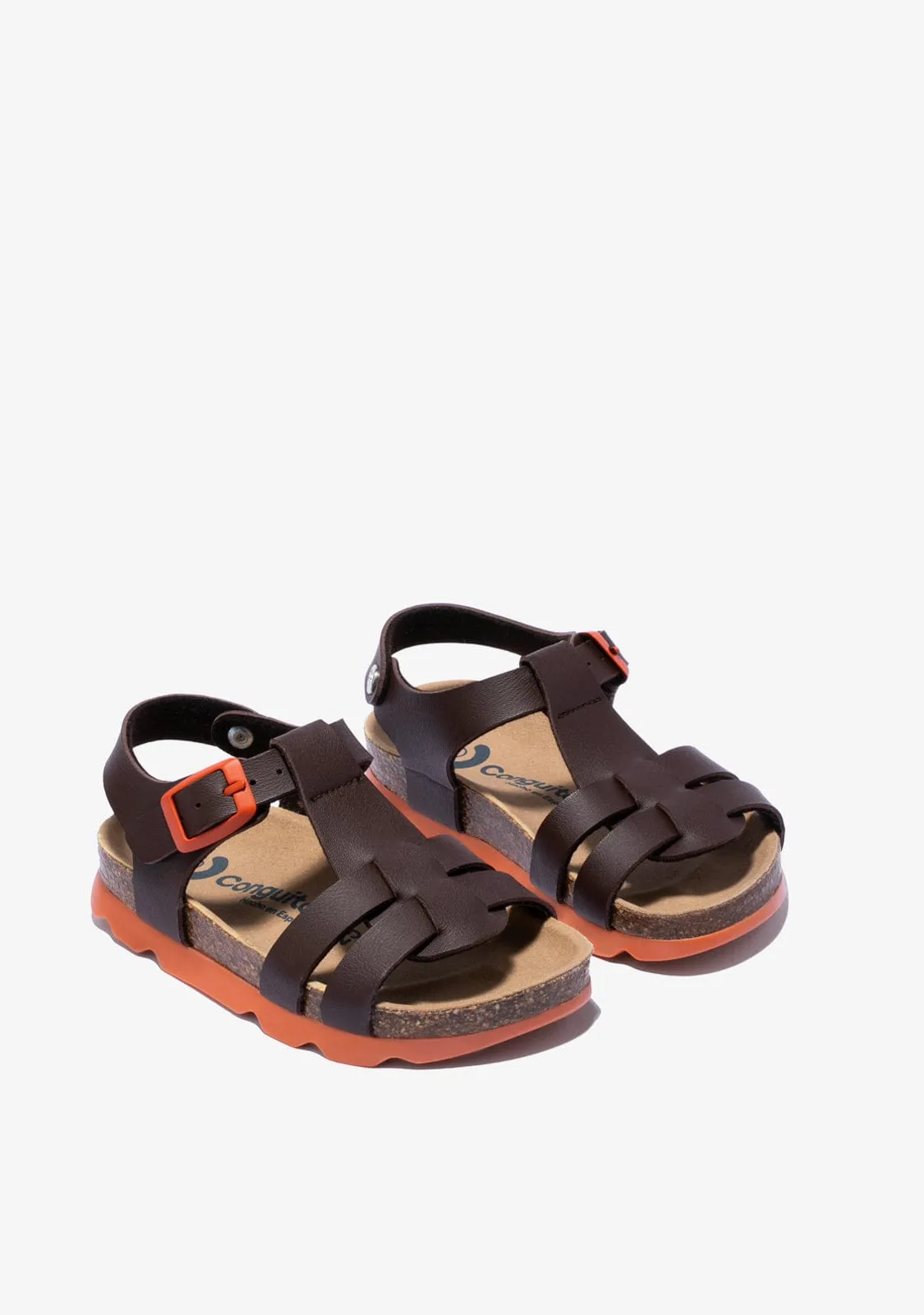 Unisex Brown Bio Buckle Sandals