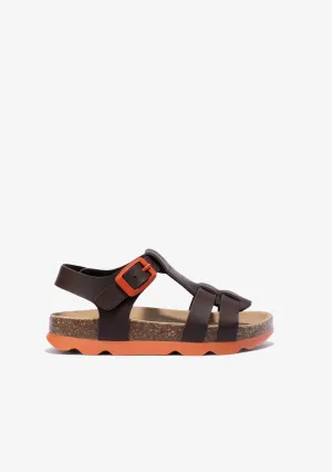 Unisex Brown Bio Buckle Sandals