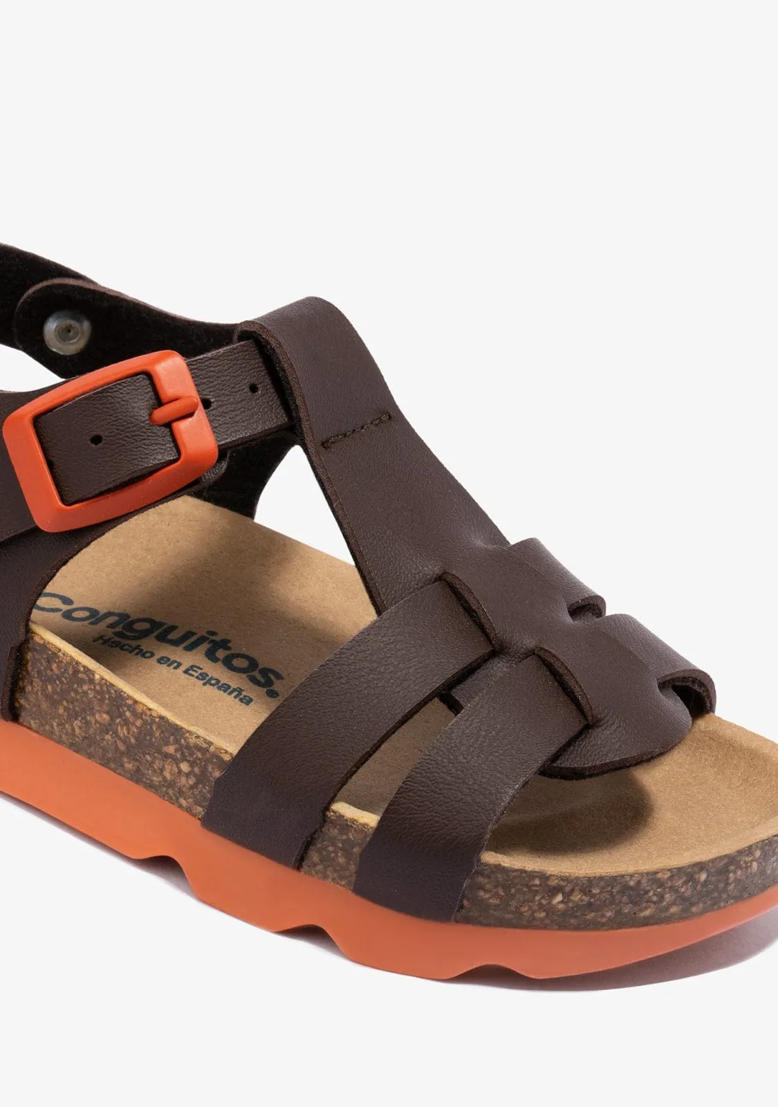 Unisex Brown Bio Buckle Sandals