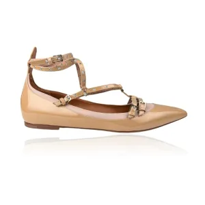 Valentino Garavani Love Latch Soft Noisette Patent Leather Ballet Flats
