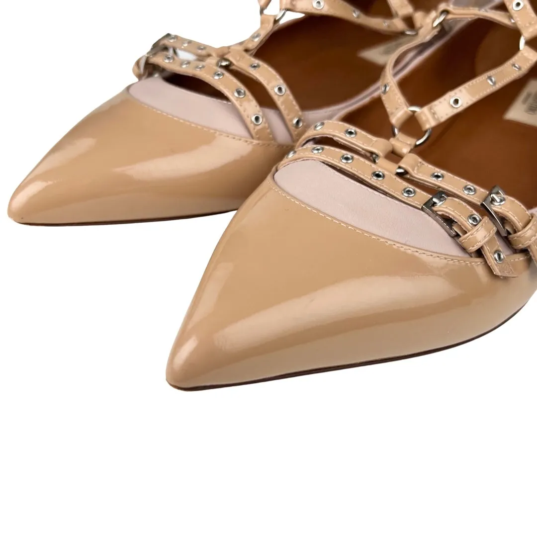 Valentino Garavani Love Latch Soft Noisette Patent Leather Ballet Flats