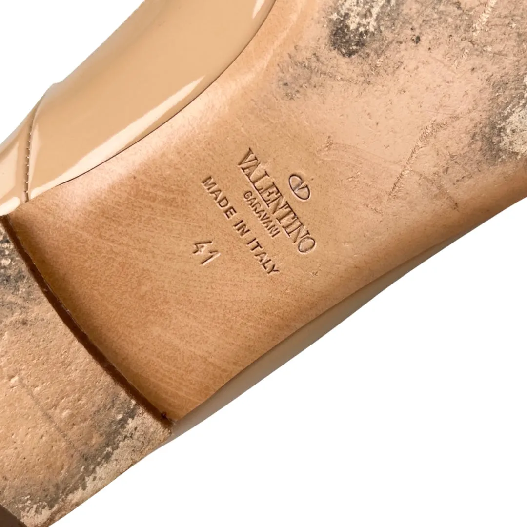 Valentino Garavani Love Latch Soft Noisette Patent Leather Ballet Flats