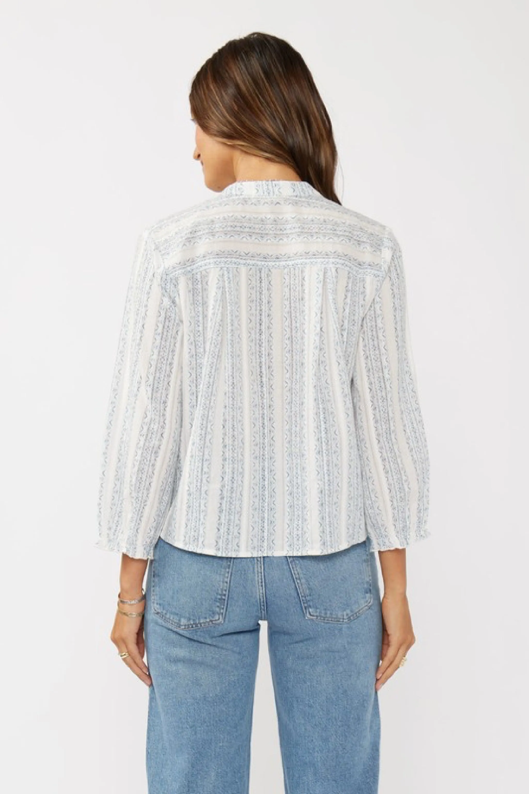Waitlist 2/24 ♥ Serenity Long Sleeve Abstract Print Tie Front Top Blue